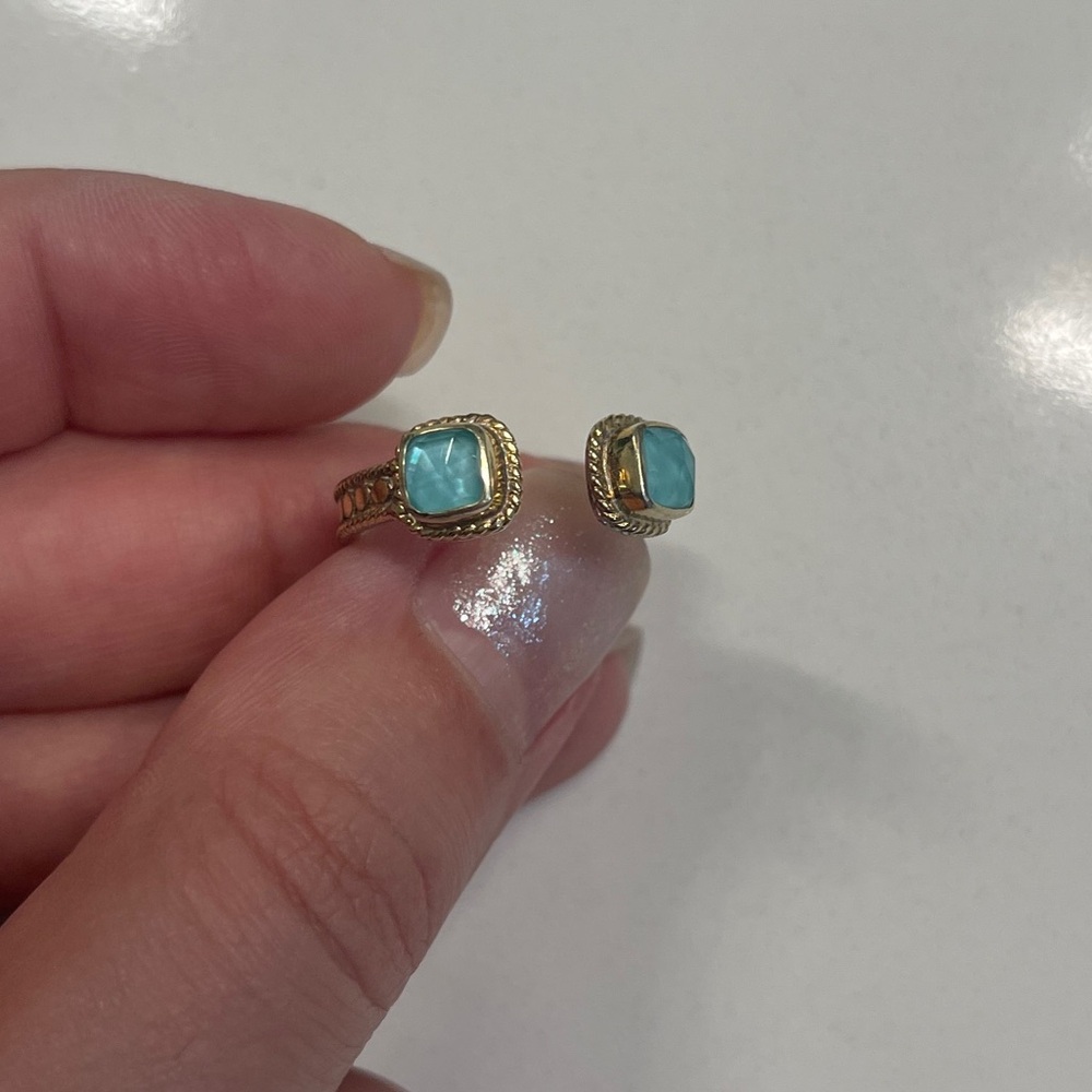 Anna Beck Gold Over Sterling Silver Ring With Turquoise-colored stones - Picture 2 of 6